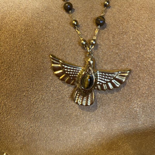 Collier "Aigle Sacré" en Agate Marron – Image 3