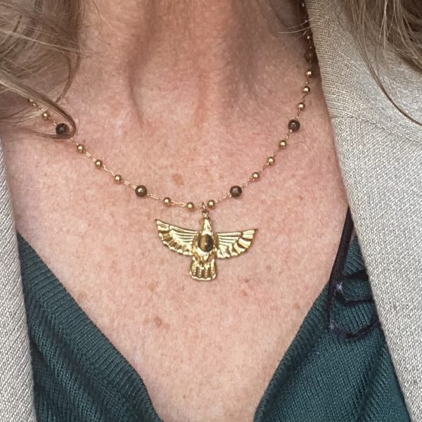 Collier "Aigle Sacré" en Agate Marron